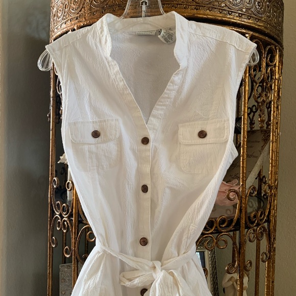 White Stag Stretch Button Down Shirt Dress - Picture 2 of 4
